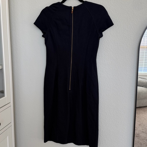 Lauren Ralph Lauren Blue stretch knit fitted sheath dress with leather zippers - Picture 7 of 7